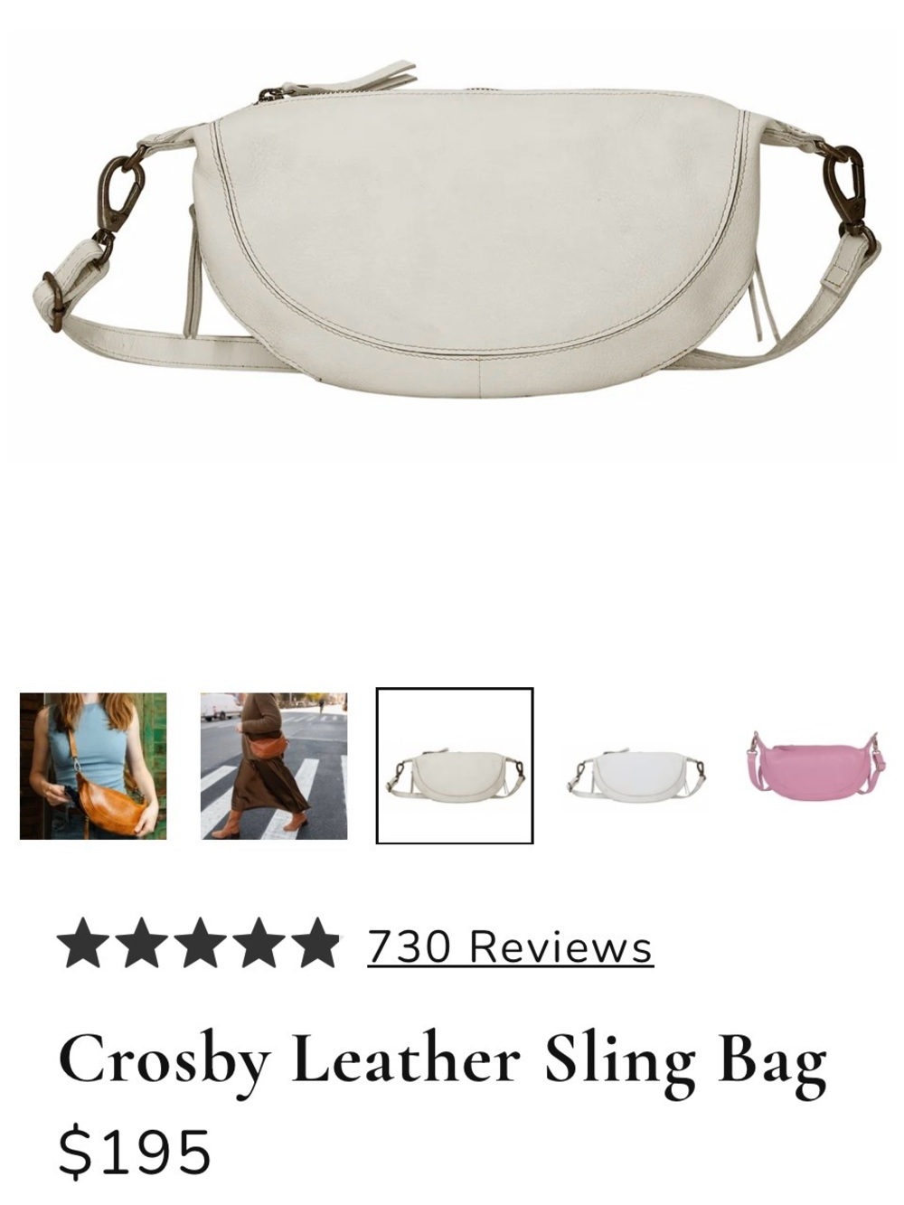 Latico Half-Moon Leather Crossbody Bag - Cream
